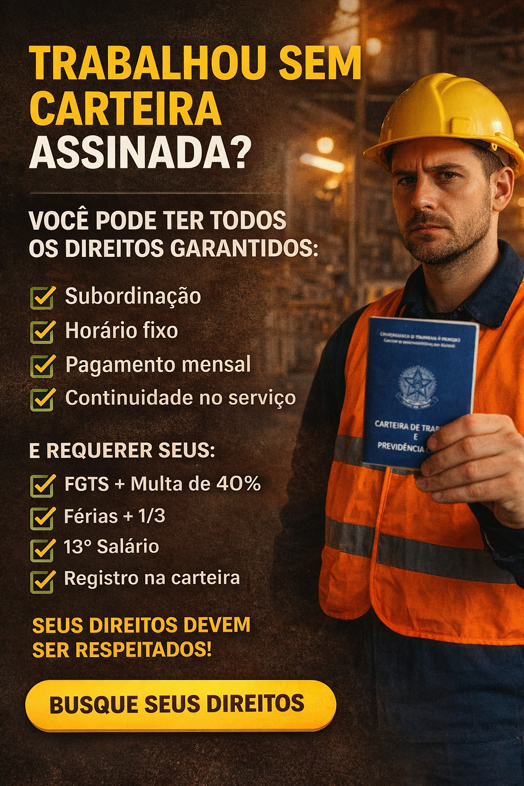 Trabalha ou já trabalhou sem carteira assinada?